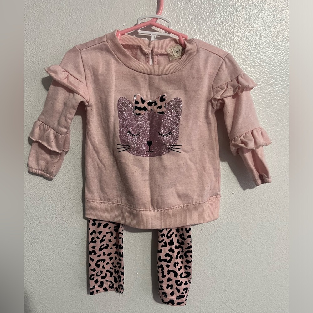 Pink leopard print two piece set.